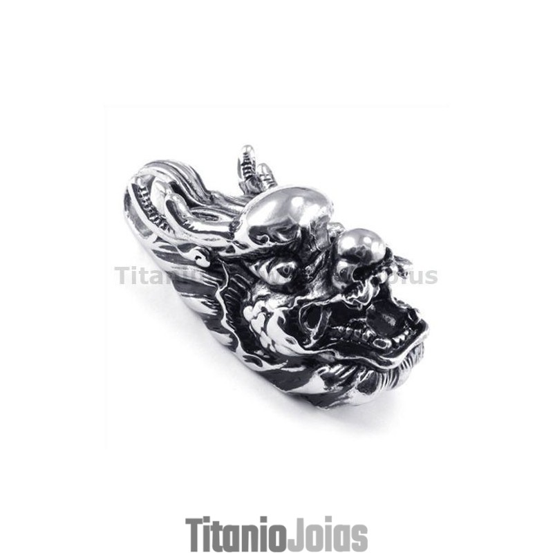 Pingente De Cabeça De Titânio Loong - Corrente Grátis Pingente De Cabeça De Titânio Loong - Corrente Grátis