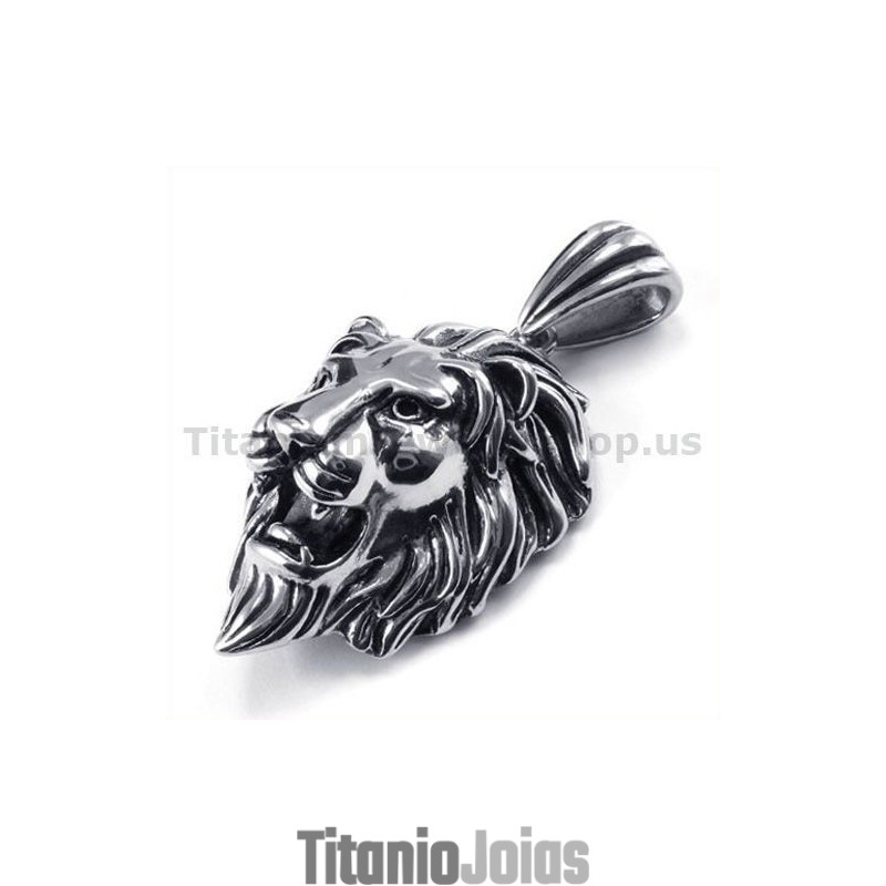 Pingente De Cabeça De Leão De Titânio - Corrente Grátis Pingente De Cabeça De Leão De Titânio - Corrente Grátis