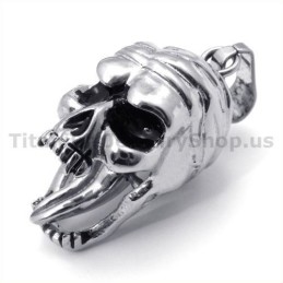 Pingente De Design De Caveira De Titânio Com Lingueta Móvel - Corrente Grátis