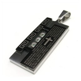 Colar Com Pingente De Diamante De Titânio Preto Da Moda
