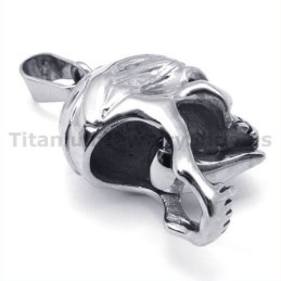 Pingente De Design De Caveira De Titânio Com Lingueta Móvel - Corrente Grátis