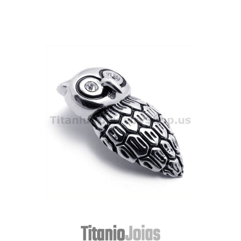 Pingente De Coruja De Titânio Com Diamante - Corrente Grátis Pingente De Coruja De Titânio Com Diamante - Corrente Grátis