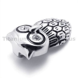 Pingente De Coruja De Titânio Com Diamante - Corrente Grátis