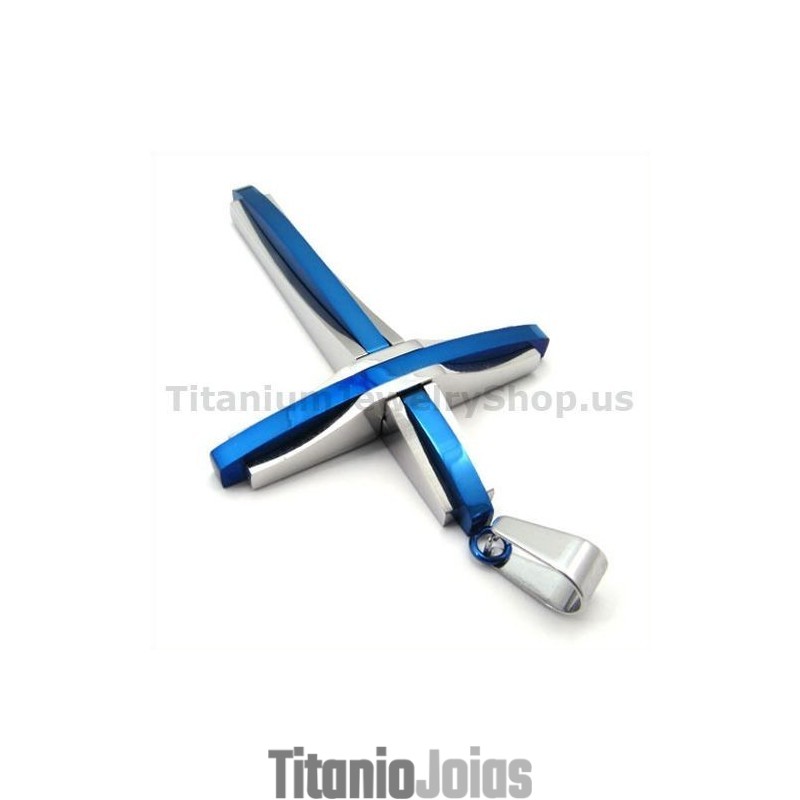 Pingente De Titânio Com Cruz Azul - Corrente Grátis Pingente De Titânio Com Cruz Azul - Corrente Grátis
