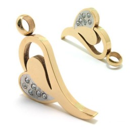 Colar Com Pingente De Diamante Em Titânio E Ouro Com Formato De Coração