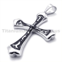 Pingente De Cruz De Titânio Preto - Corrente Grátis