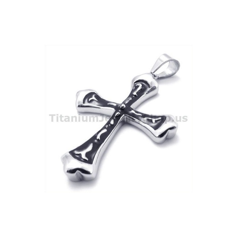 Pingente De Cruz De Titânio Preto - Corrente Grátis Pingente De Cruz De Titânio Preto - Corrente Grátis