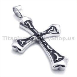 Pingente De Cruz De Titânio Preto - Corrente Grátis