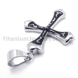 Pingente De Cruz De Titânio Preto - Corrente Grátis