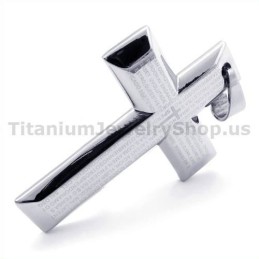 Pingente De Cruz De Titânio Prateado - Corrente Grátis