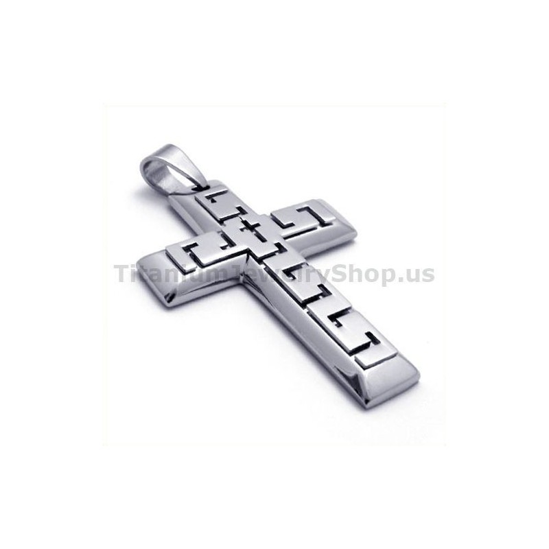 Pingente De Titânio Com Cruz De Prata - Corrente Grátis Pingente De Titânio Com Cruz De Prata - Corrente Grátis