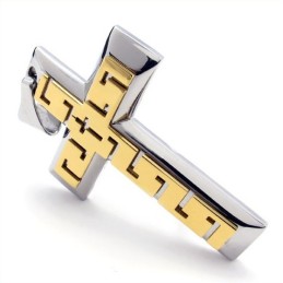 Pingente De Titânio Golden Cross - Corrente Grátis