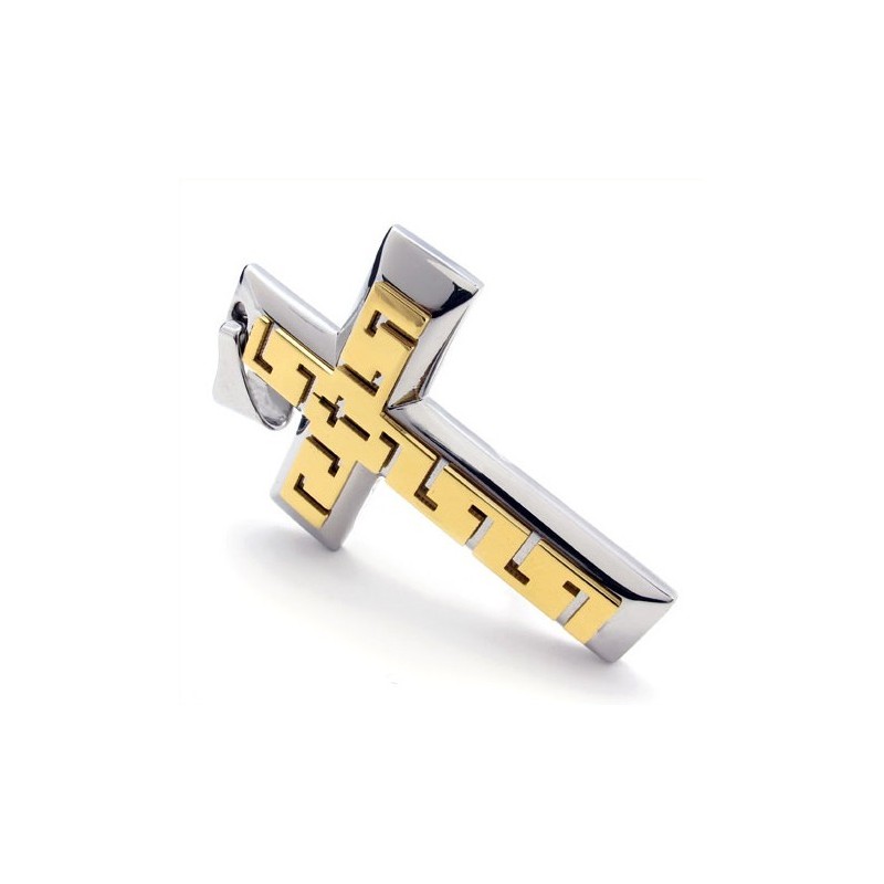 Pingente De Titânio Golden Cross - Corrente Grátis Pingente De Titânio Golden Cross - Corrente Grátis