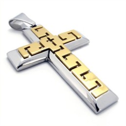 Pingente De Titânio Golden Cross - Corrente Grátis