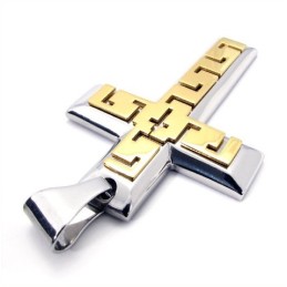 Pingente De Titânio Golden Cross - Corrente Grátis