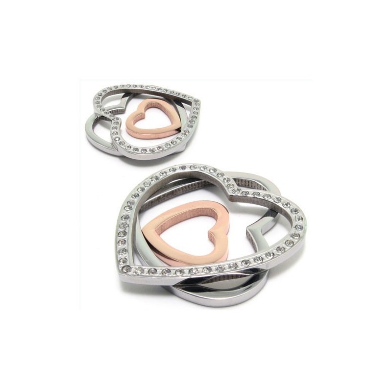 Colar Com Pingente De Diamante Em Titânio Em Formato De Três Corações Colar Com Pingente De Diamante Em Titânio Em Formato De Três Corações