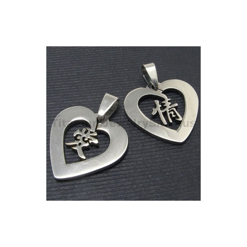 Pingentes De Titânio Com Caracteres Chineses Para Amantes - Correntes Grátis
