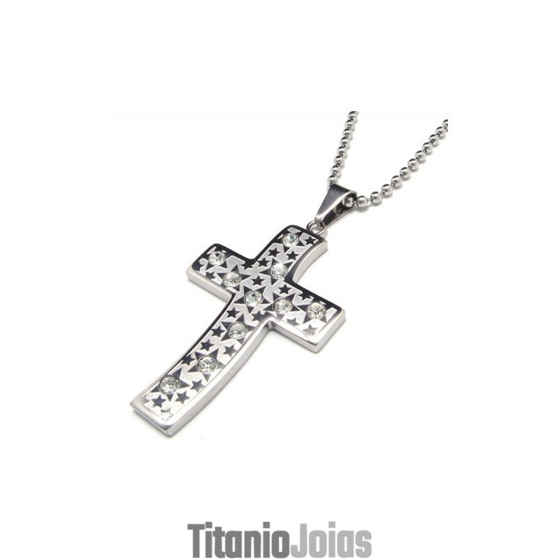 Colar Com Pingente De Cruz De Diamante De Titânio Para Homens Colar Com Pingente De Cruz De Diamante De Titânio Para Homens