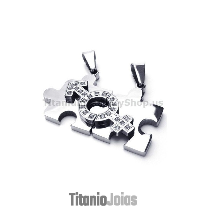 Pingentes De Titânio Quebra-Cabeça Com Correntes Sem Diamantes Pingentes De Titânio Quebra-Cabeça Com Correntes Sem Diamantes