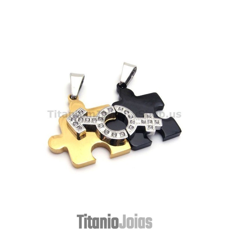 Pingentes De Titânio Quebra-Cabeça Com Correntes Sem Diamantes Pingentes De Titânio Quebra-Cabeça Com Correntes Sem Diamantes