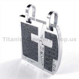 Pingentes Love Black Titanium Lovers Com Correntes Sem Diamantes