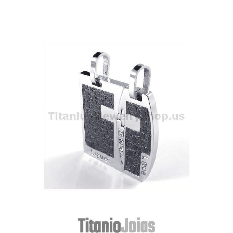Pingentes Love Black Titanium Lovers Com Correntes Sem Diamantes