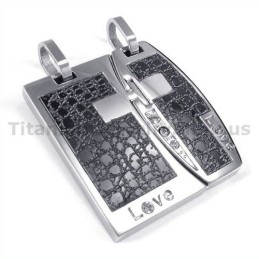 Pingentes Love Black Titanium Lovers Com Correntes Sem Diamantes