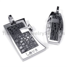 Pingentes Love Black Titanium Lovers Com Correntes Sem Diamantes