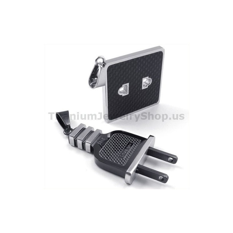 Pingentes Socket And Plug Titanium Black Lovers - Correntes Grátis Pingentes Socket And Plug Titanium Black Lovers - Correntes Grátis