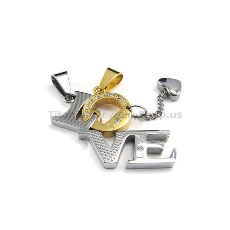Pingentes De Ouro Love Titanium Lovers Com Correntes Sem Diamantes Pingentes De Ouro Love Titanium Lovers Com Correntes Sem Diamantes