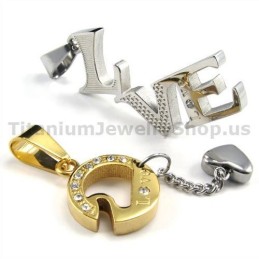 Pingentes De Ouro Love Titanium Lovers Com Correntes Sem Diamantes