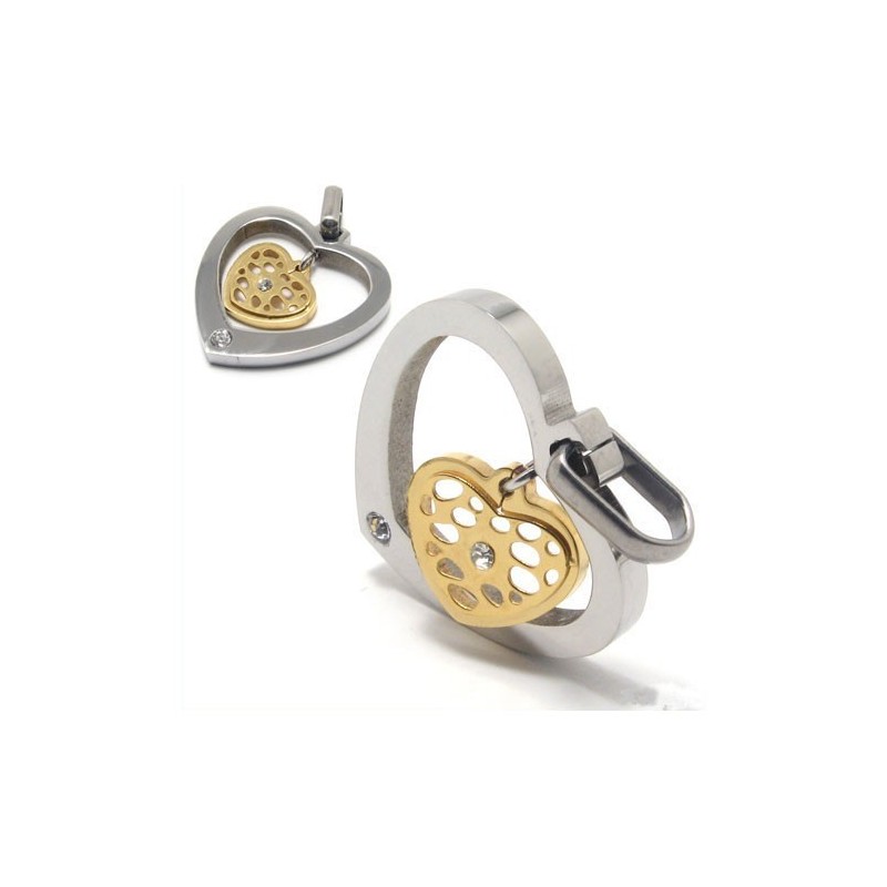 Colar Com Pingente De Diamante Em Titânio Em Formato De Coração Colar Com Pingente De Diamante Em Titânio Em Formato De Coração