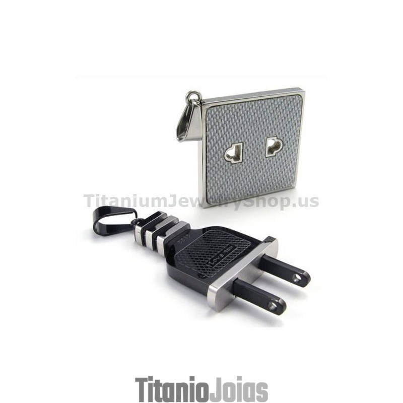 Pingentes Socket And Plug Titanium Lovers - Correntes Grátis Pingentes Socket And Plug Titanium Lovers - Correntes Grátis