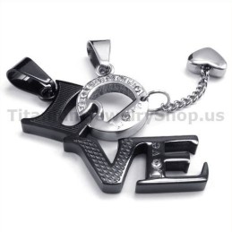 Pingentes Love Black Titanium Lovers Com Correntes Sem Diamantes