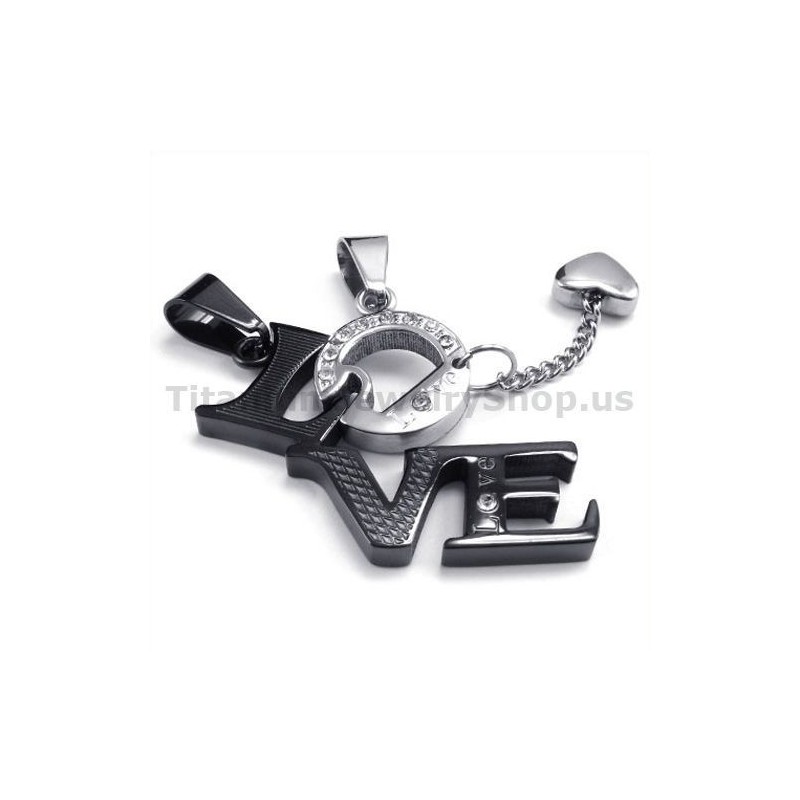 Pingentes Love Black Titanium Lovers Com Correntes Sem Diamantes Pingentes Love Black Titanium Lovers Com Correntes Sem Diamantes