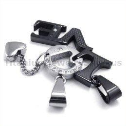 Pingentes Love Black Titanium Lovers Com Correntes Sem Diamantes