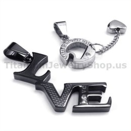 Pingentes Love Black Titanium Lovers Com Correntes Sem Diamantes