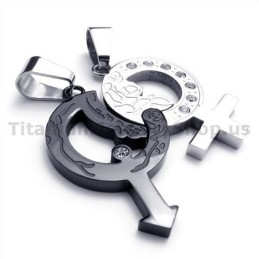 Pingentes De Titânio Preto Para Amantes Com Correntes Sem Diamantes