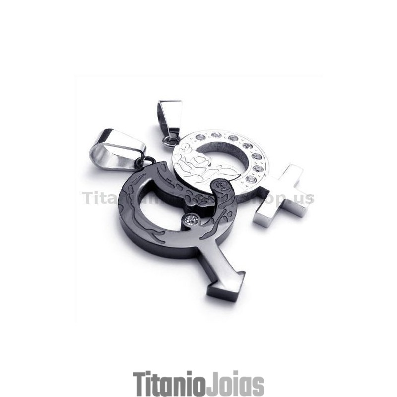Pingentes De Titânio Preto Para Amantes Com Correntes Sem Diamantes