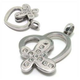 Colar Com Pingente De Diamante Em Titânio Em Forma De Coração