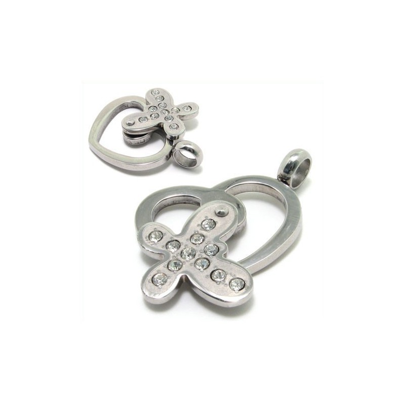 Colar Com Pingente De Diamante Em Titânio Em Forma De Coração Colar Com Pingente De Diamante Em Titânio Em Forma De Coração