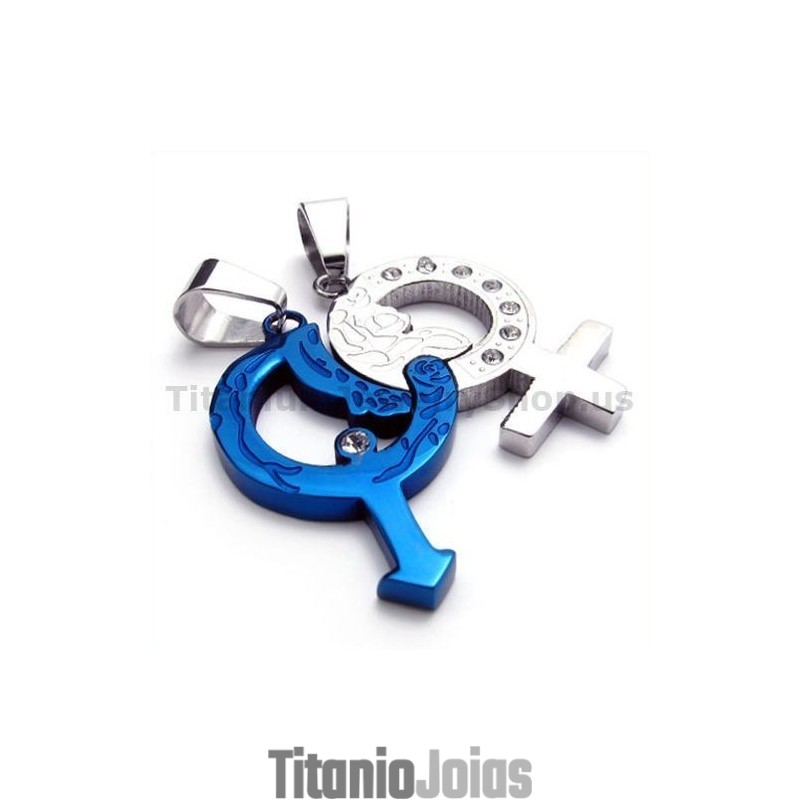 Pingentes De Titânio Azul Com Correntes Sem Diamantes