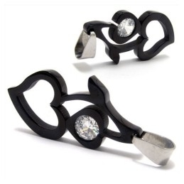 Colar Com Pingente De Diamante Em Titânio Em Formato De Coração