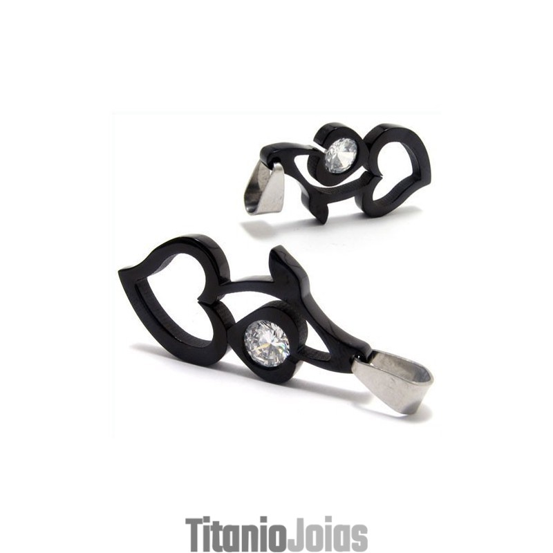 Colar Com Pingente De Diamante Em Titânio Em Formato De Coração Colar Com Pingente De Diamante Em Titânio Em Formato De Coração