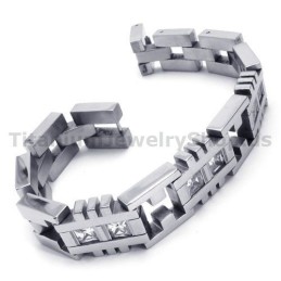Pulseira Masculina De Titânio Com Diamantes