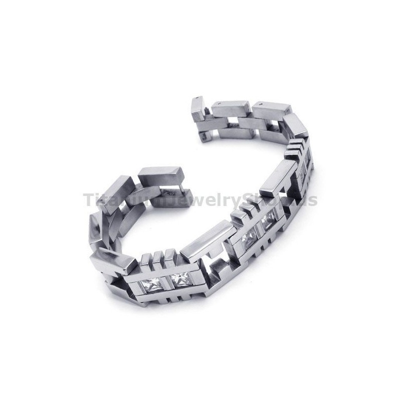 Pulseira Masculina De Titânio Com Diamantes Pulseira Masculina De Titânio Com Diamantes