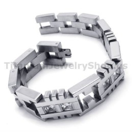 Pulseira Masculina De Titânio Com Diamantes