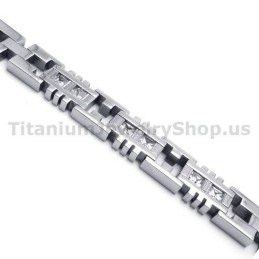 Pulseira Masculina De Titânio Com Diamantes