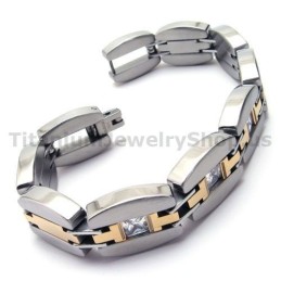 Pulseira Masculina De Titânio Com Diamantes