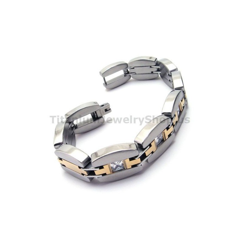 Pulseira Masculina De Titânio Com Diamantes Pulseira Masculina De Titânio Com Diamantes